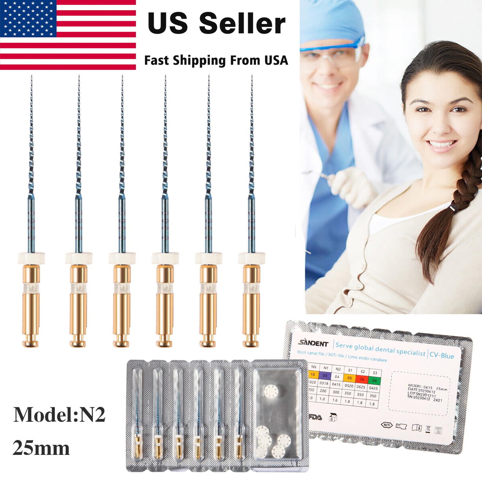 6X Dental Endodontic Rotary Files Endo Root Canal File X-Pro Taper Files 25mm N2