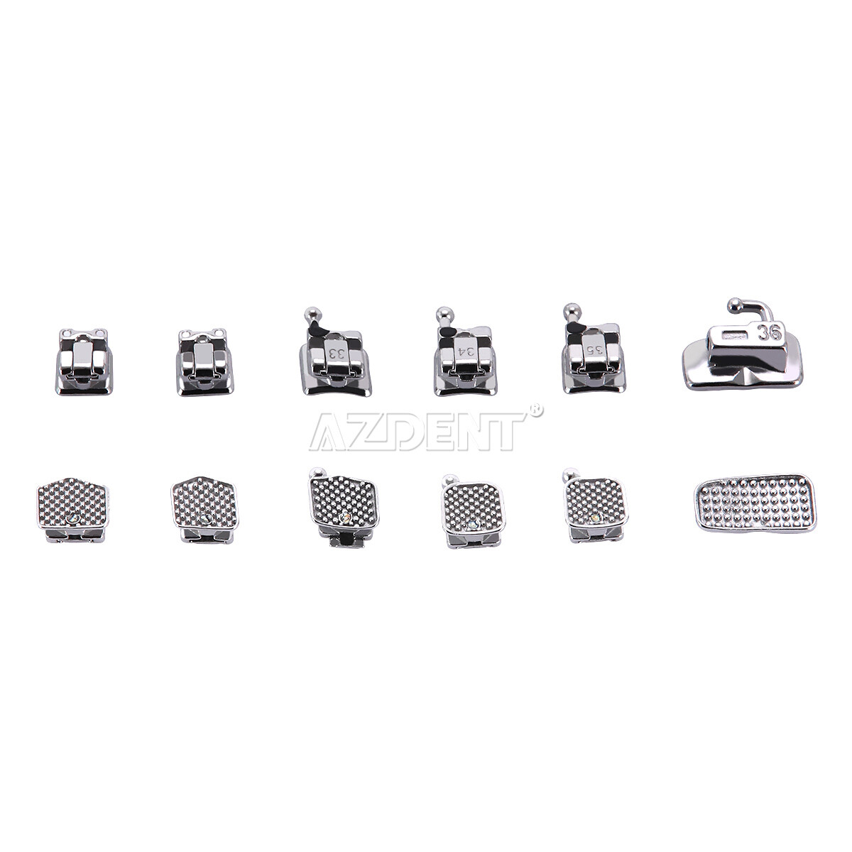 AZDENT Brackets de Autoligado Pasivo para Ortodoncia Dental MBT 022 Ganchos 345