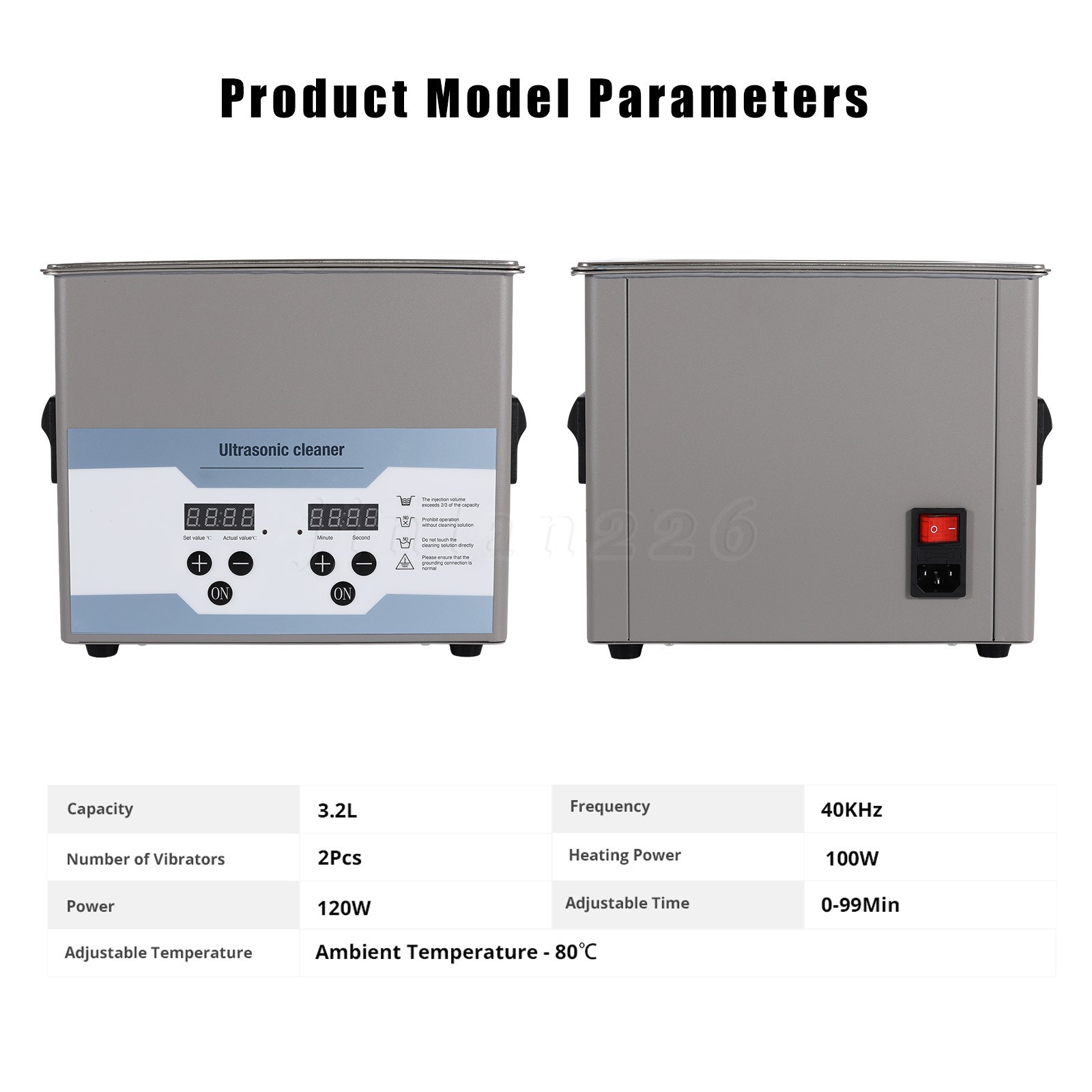 3.2L Ultrasonic Cleaner Timer Heating Machine Digital Industrial Sonic