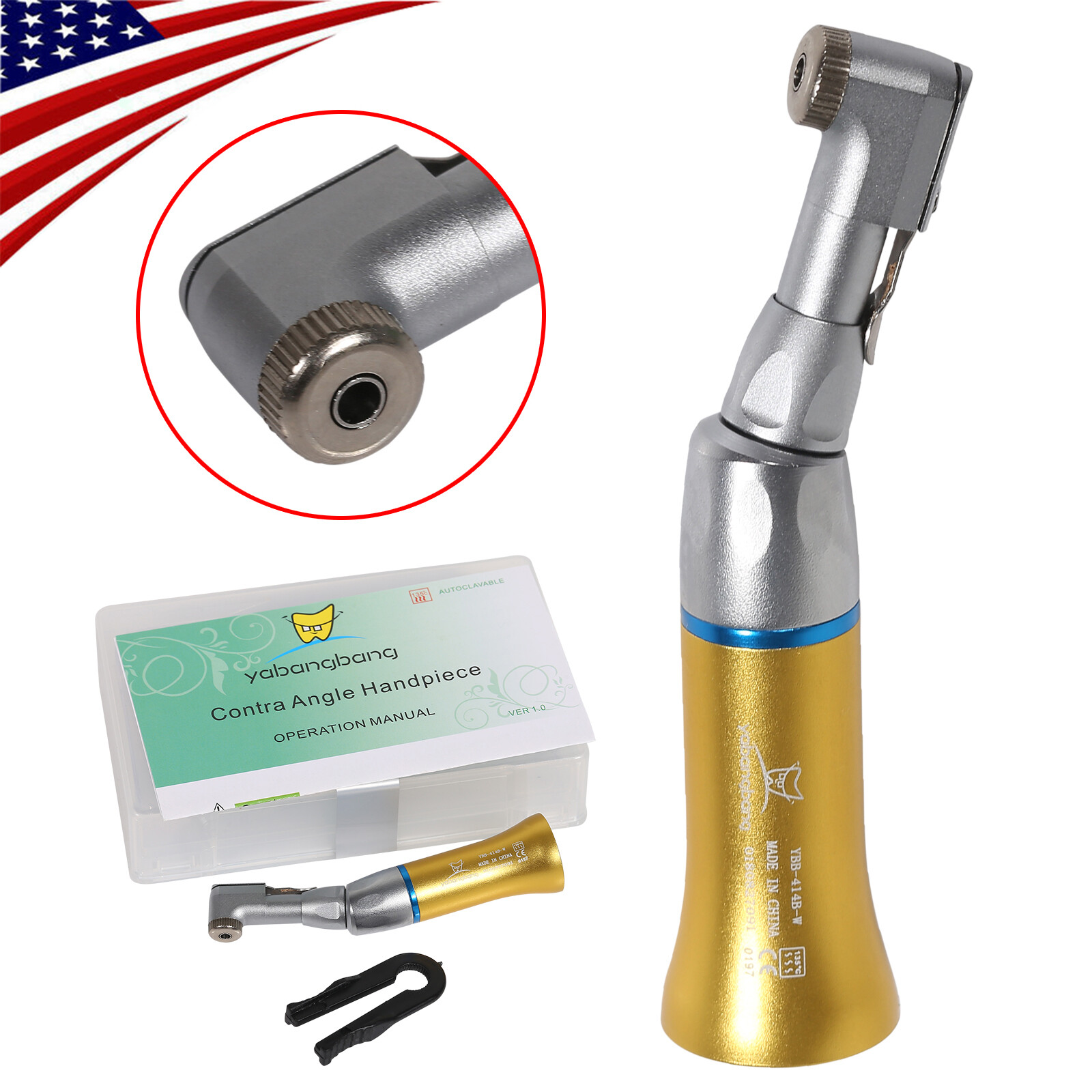 NSK Style Dental Slow Speed Air Motor Handpiece 2/4Hole Coupler E-type Connector