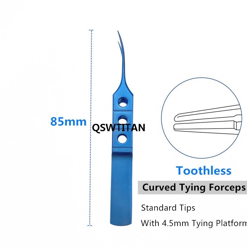 85mm Titanium Tying Forcep Curved / straight ophthalmic surgical instrument 1pcs