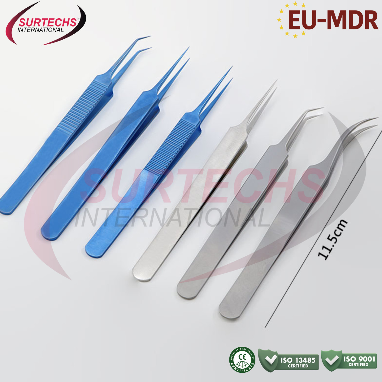 Hair Transplant Eyelash Forceps Set 6 pcs 3 Titanium 3 Stainless Steel FUE Tools