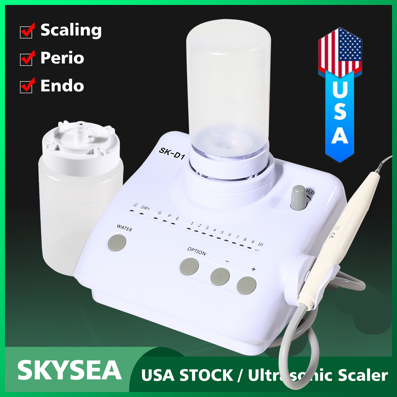 Dental Ultrasonic Scaler Endo Perio Scaling fit EMS SK-E1 FDA +2*Bottles UPS