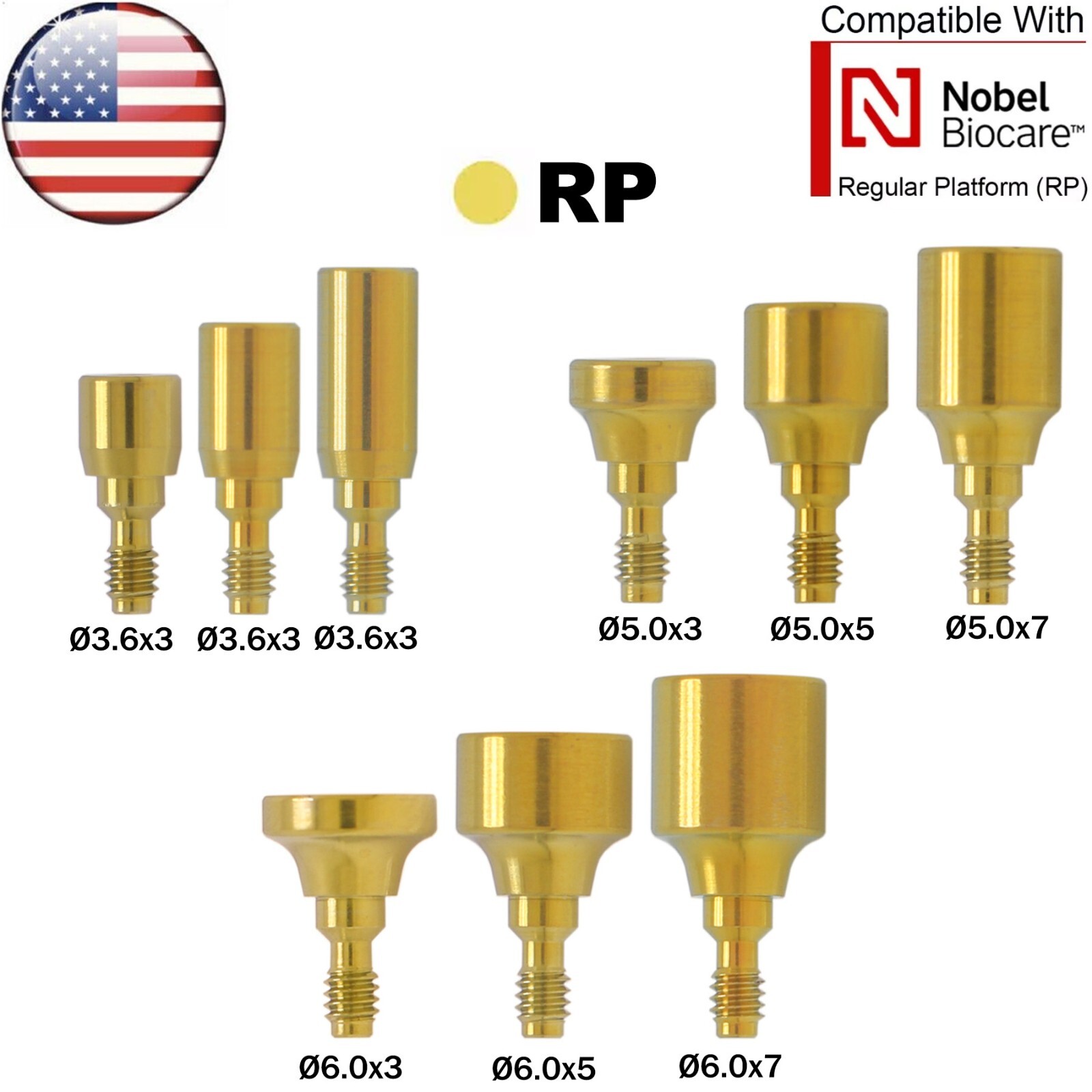 US Fits Nobel Active Healing Cap Abutment Transfer Coping Open Closed Tray NP/RP