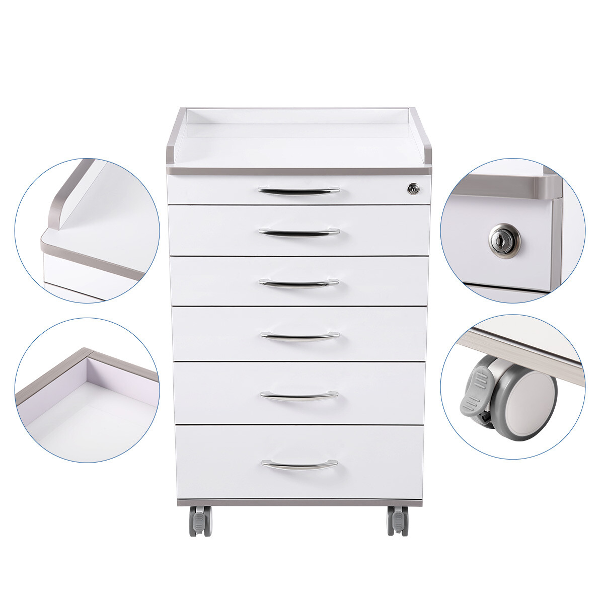 Portable Delivery Unit with Air Compressor /Mobile Dental Cart Trolley Cabinet
