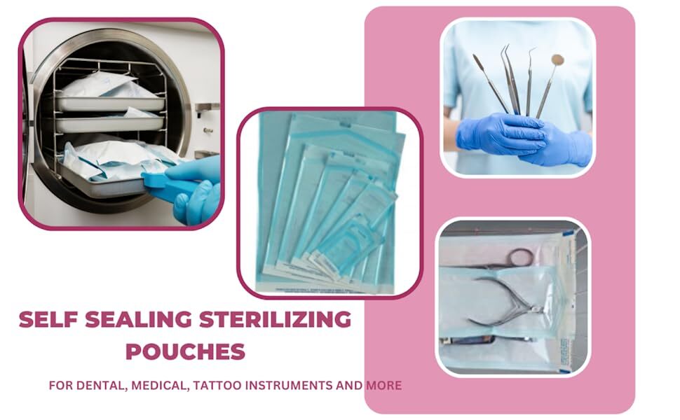 Self Seal Sterilization Pouches – Autoclave Sterilizer Bags 3.5 x 6.5 Tattoo