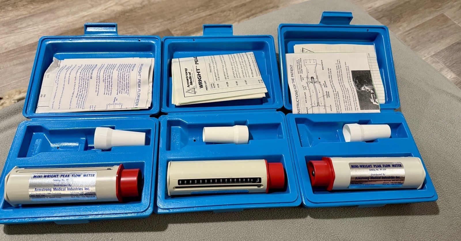 Lot of 3- Armstrong Medical Mini-Wright Peak Flow Meter PF-239
