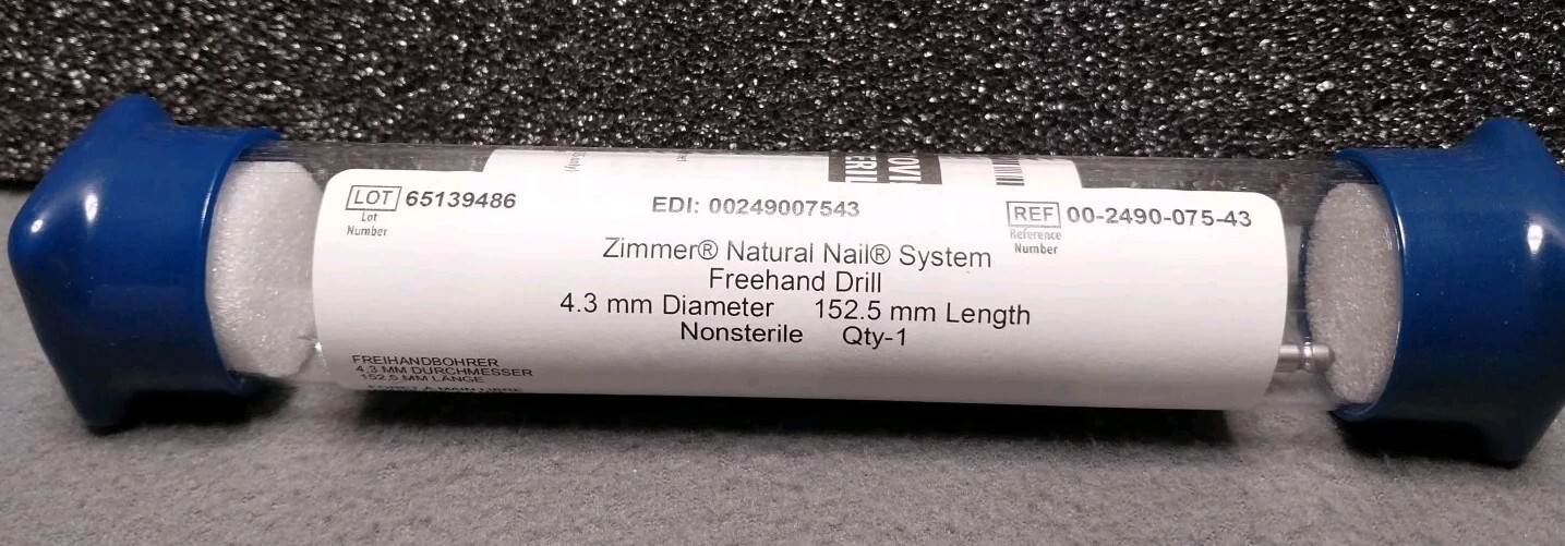 NEW Zimmer Natural Nail System Freehand Drill 4.3 mm Dia 152.5 mm 00-2490-075-43