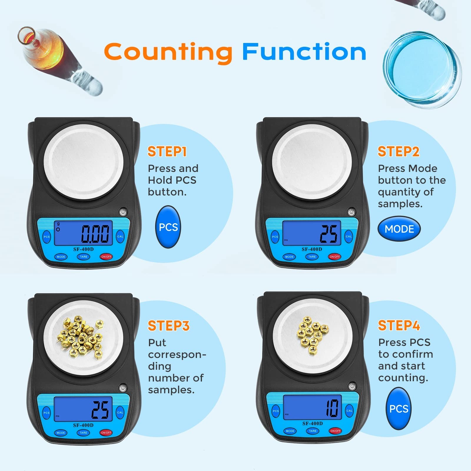 Precision Digital Lab Scale 600g x 0.01g – LCD Display Analytical Balance for Je