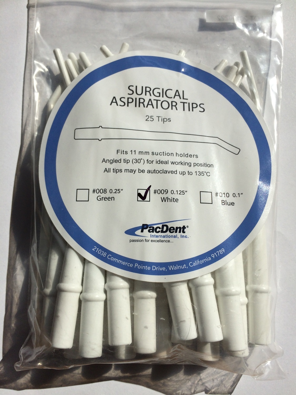 Surgical Aspirator Tips Standard White 1/8″ diameter x 6 1/2″ long 25pk
