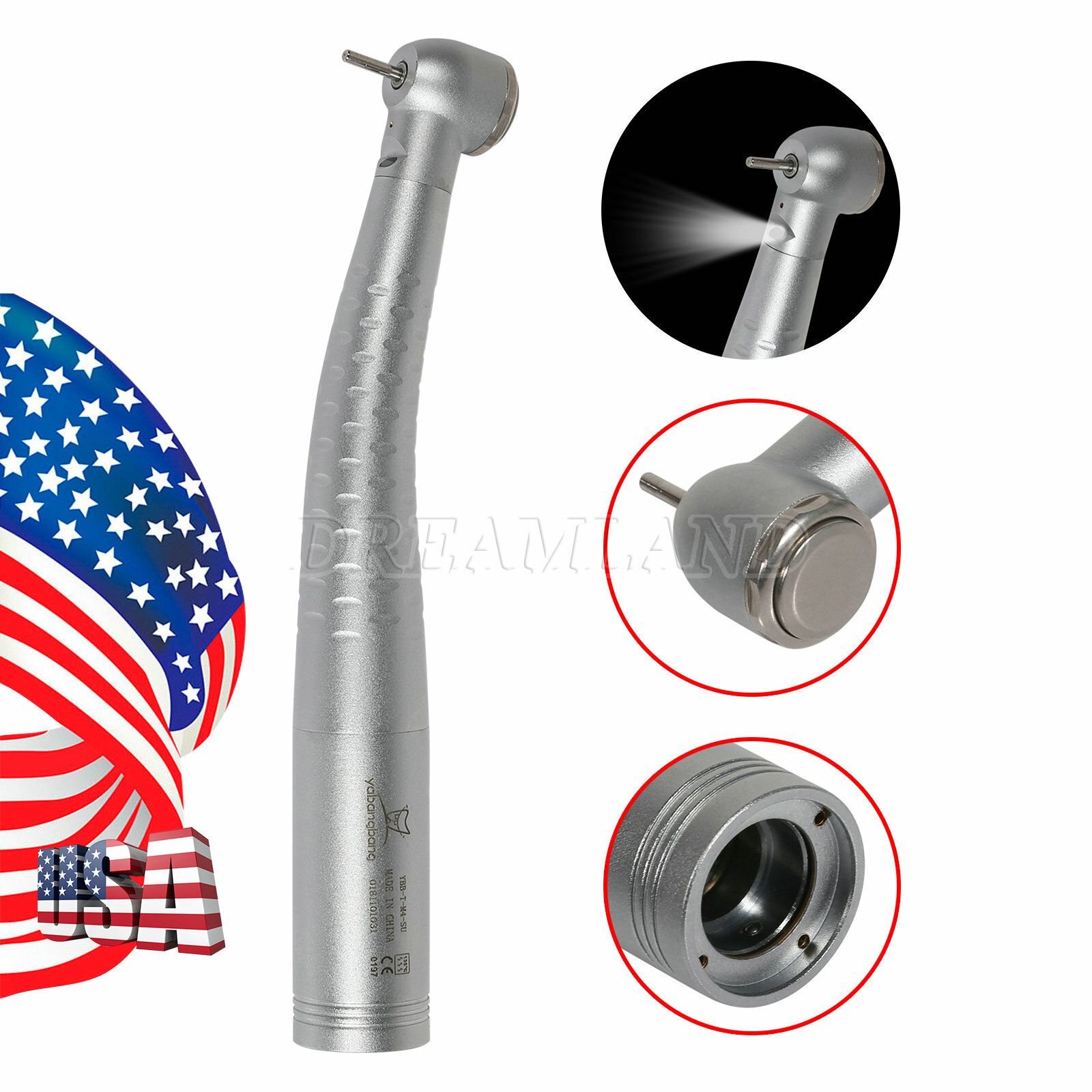Large Head Dental LED Fiber Optic Egenerator High Speed Handpiece 4Holes Lot