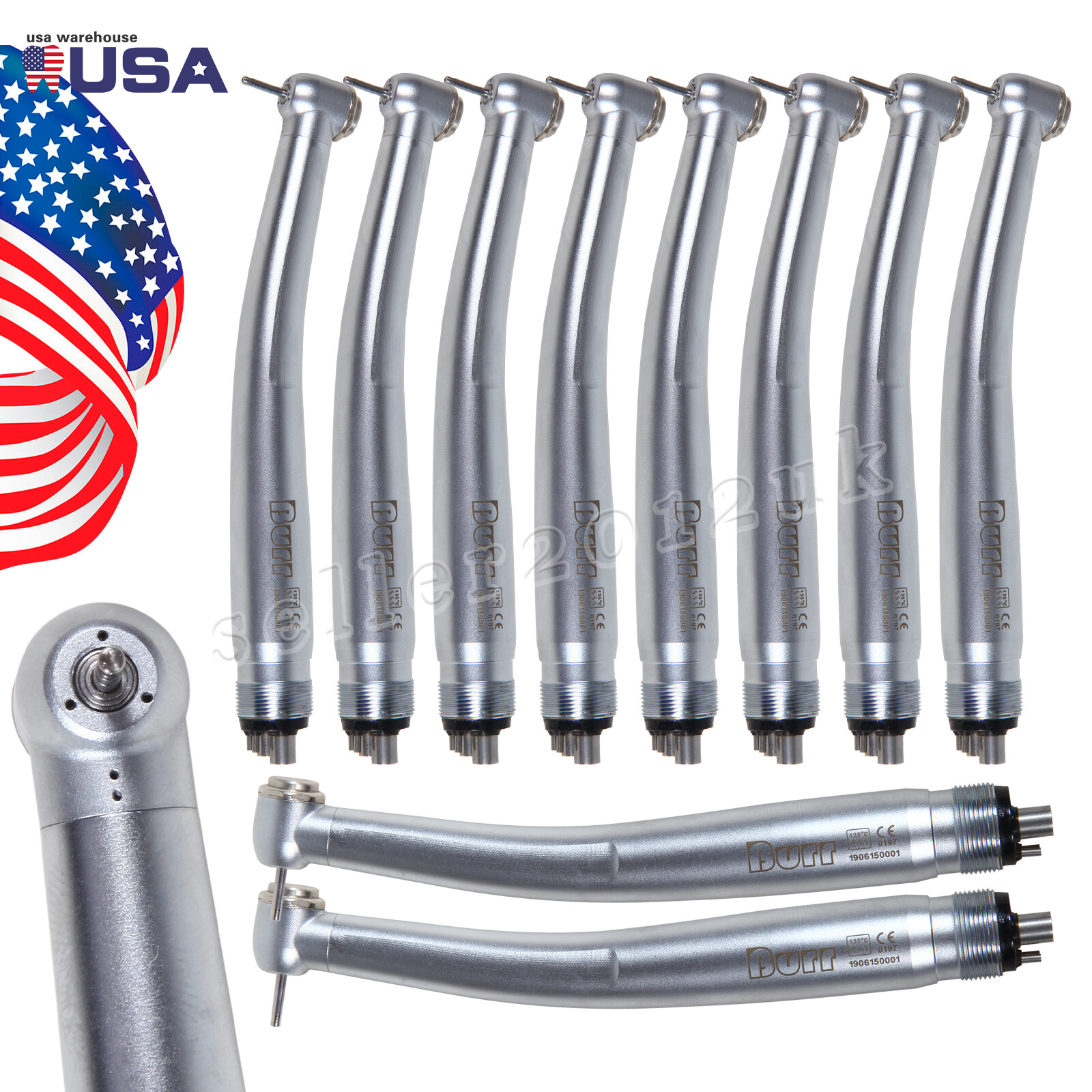 10*Burr Dental High Speed Handpiece Clean Head Turbine 4Hole Fit NSK Pana