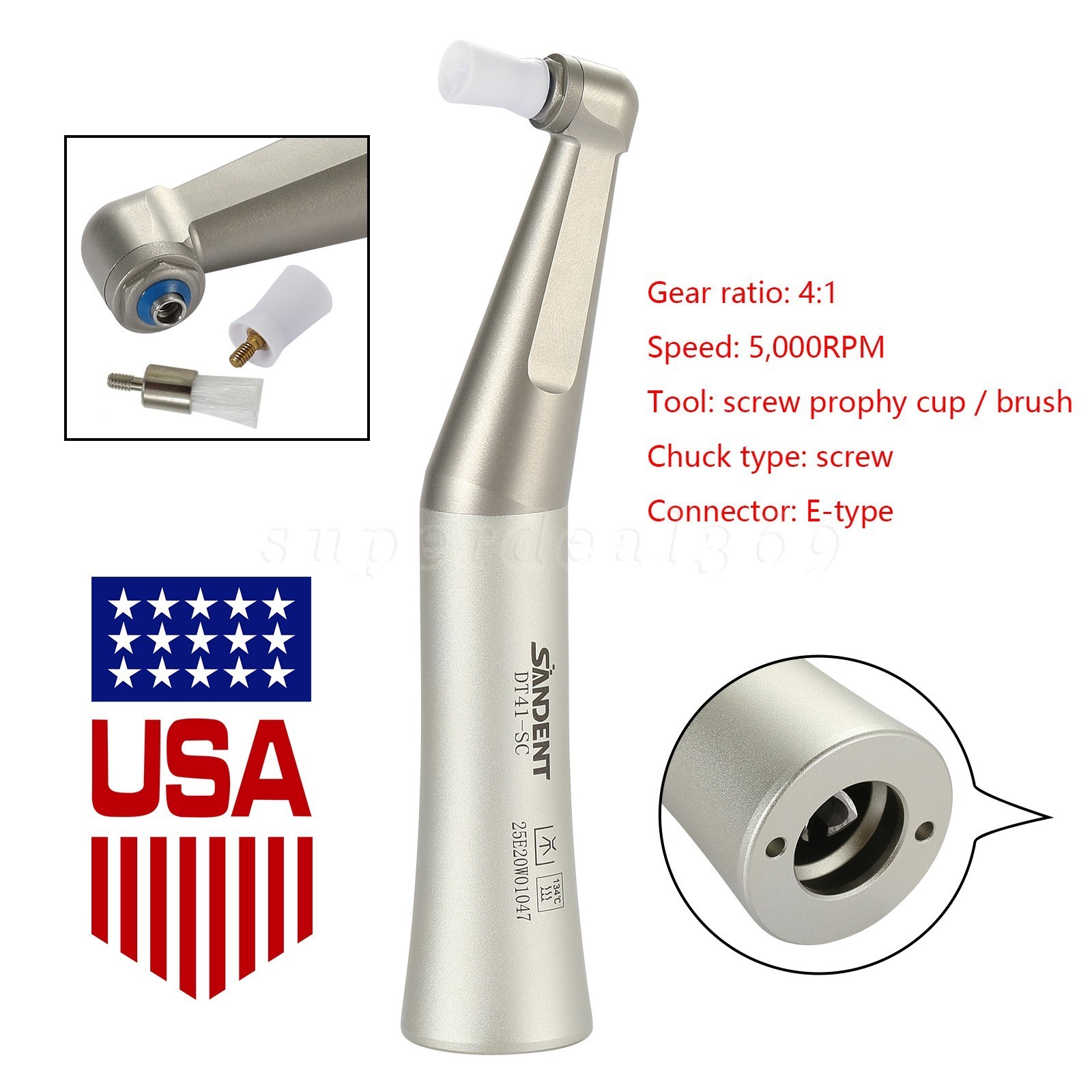 1-10 PCS Dental Prophy Handpiece Contra Angle 4:1 Screw Polishing Head Low Speed
