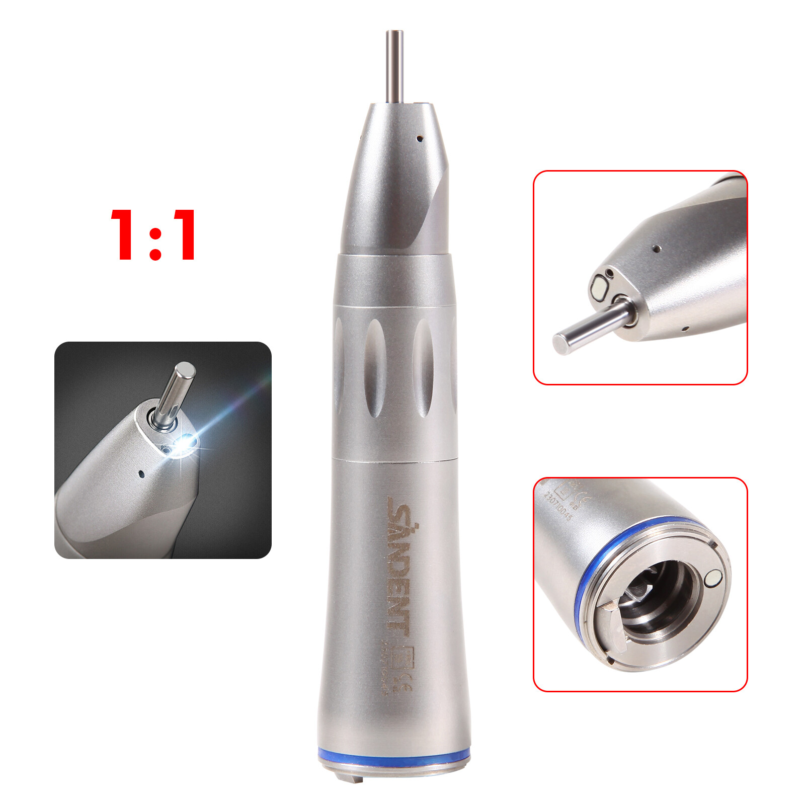 1:1 Optic Fiber Straight NoseCone Low Speed Handpiece Inner spray Dental