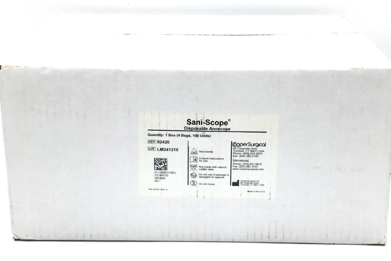 Cooper Surgical 82420 Sani-Scope Disposable Anoscope – Box of 100