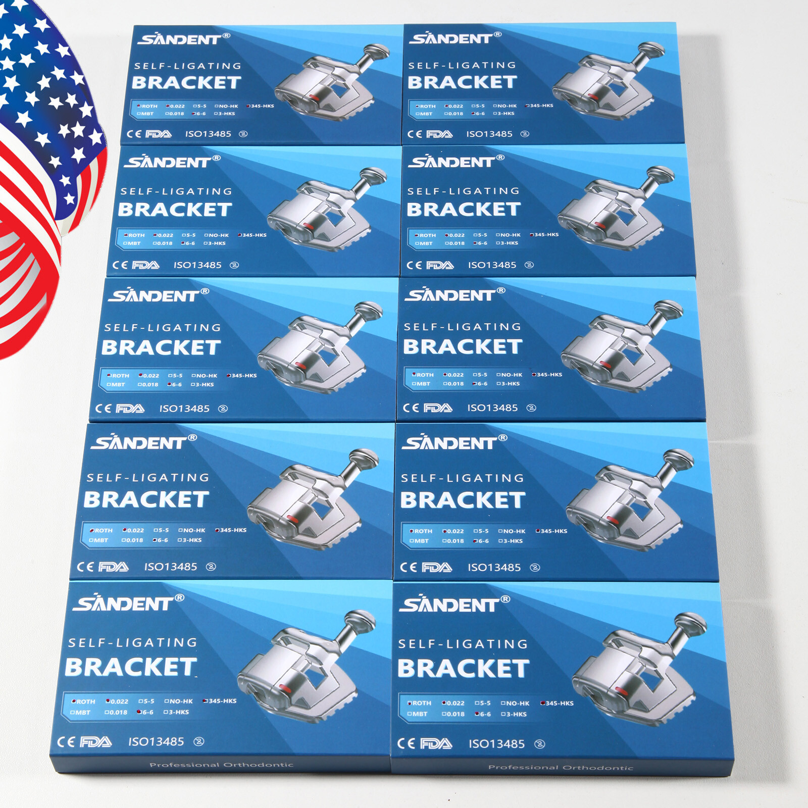 Dental Orthodontic Self Ligating Brackets Braces Roth .022 345 HK+Buccal Tube