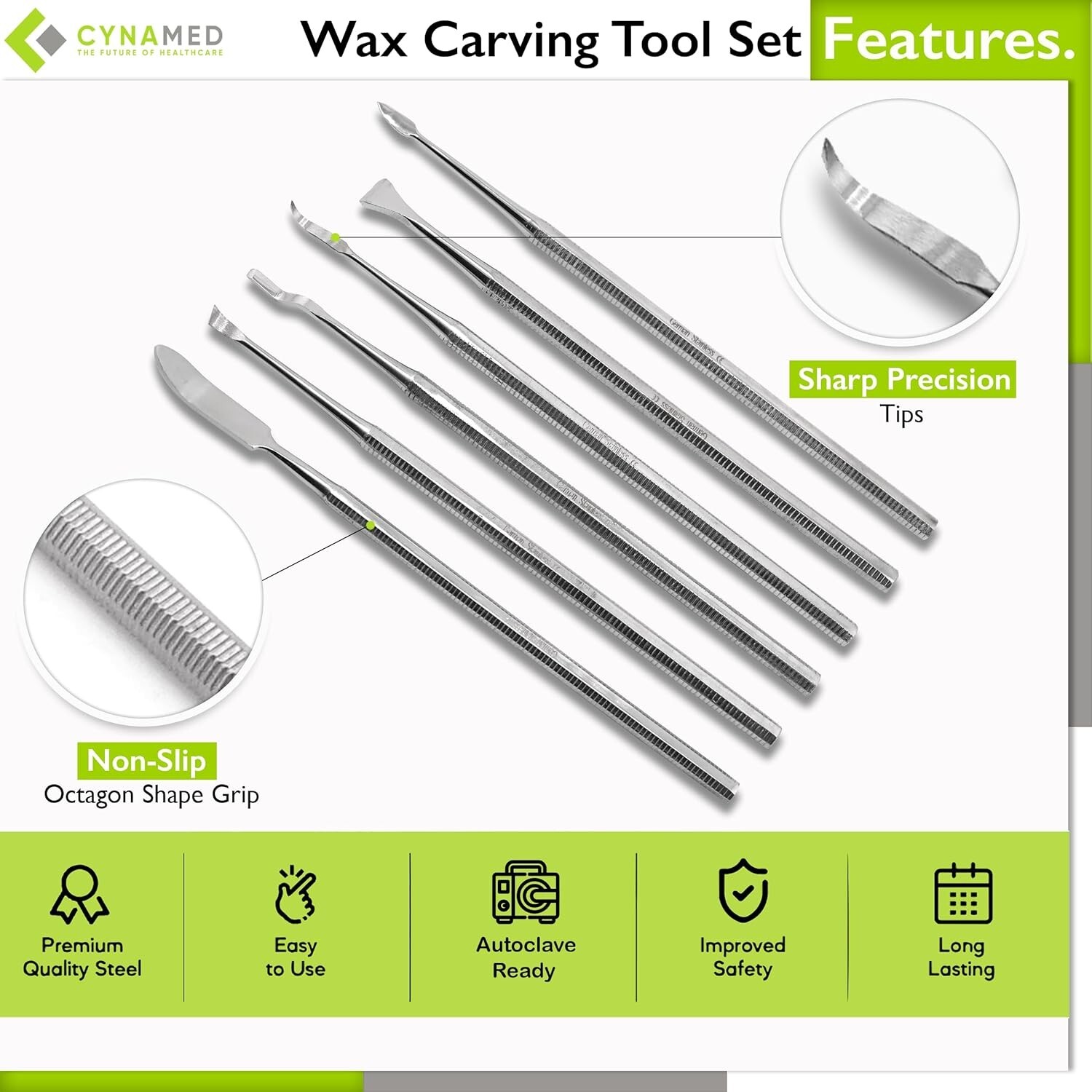 Cynamed Professional Precision Carving Tools Set – 6-Piece- Sculpting, Modeling