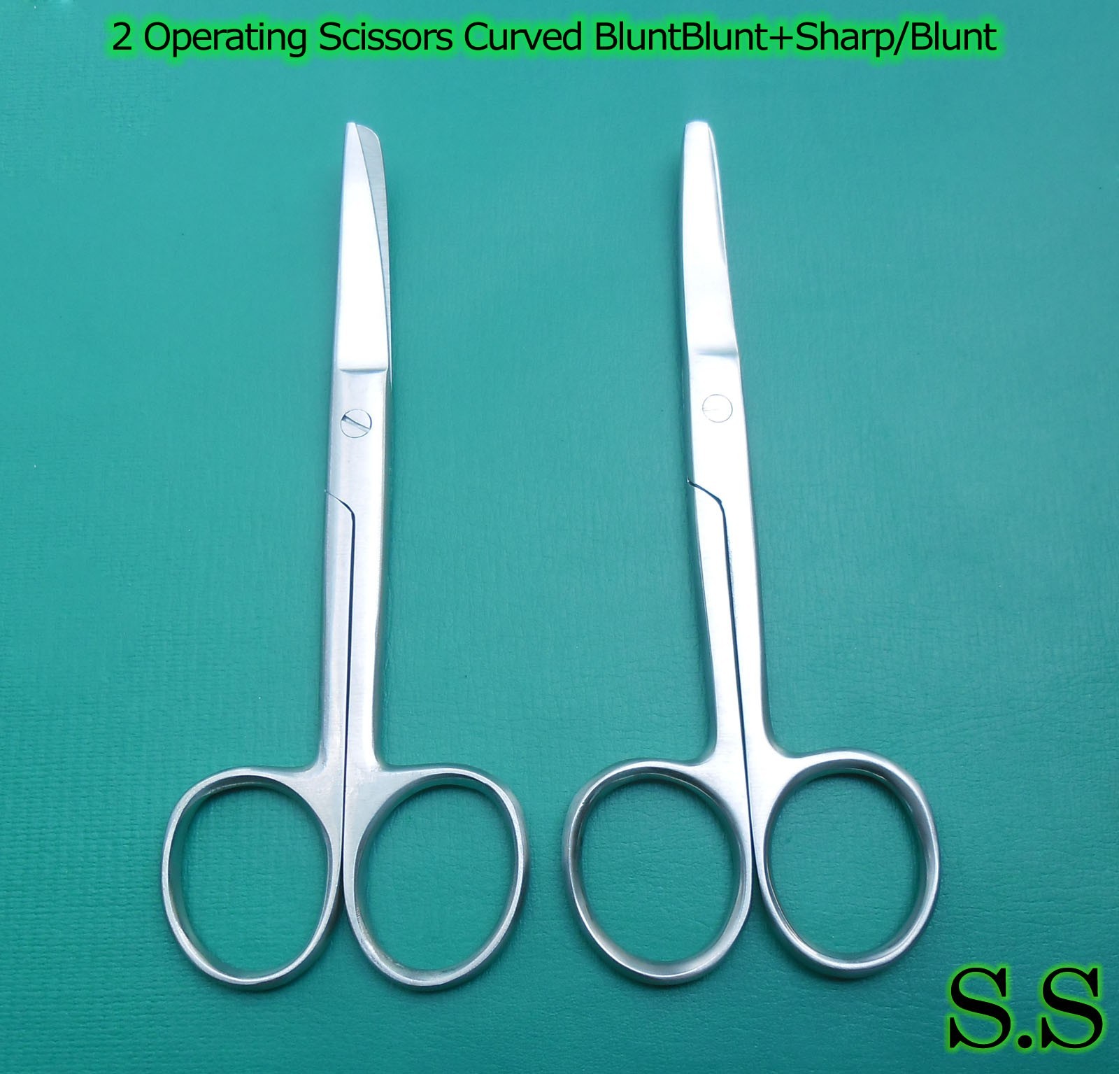 2 OPERATING DISSECTING SCISSORS 5.5″CURVED BLUNT/BLUNT SHARP/BLUNT