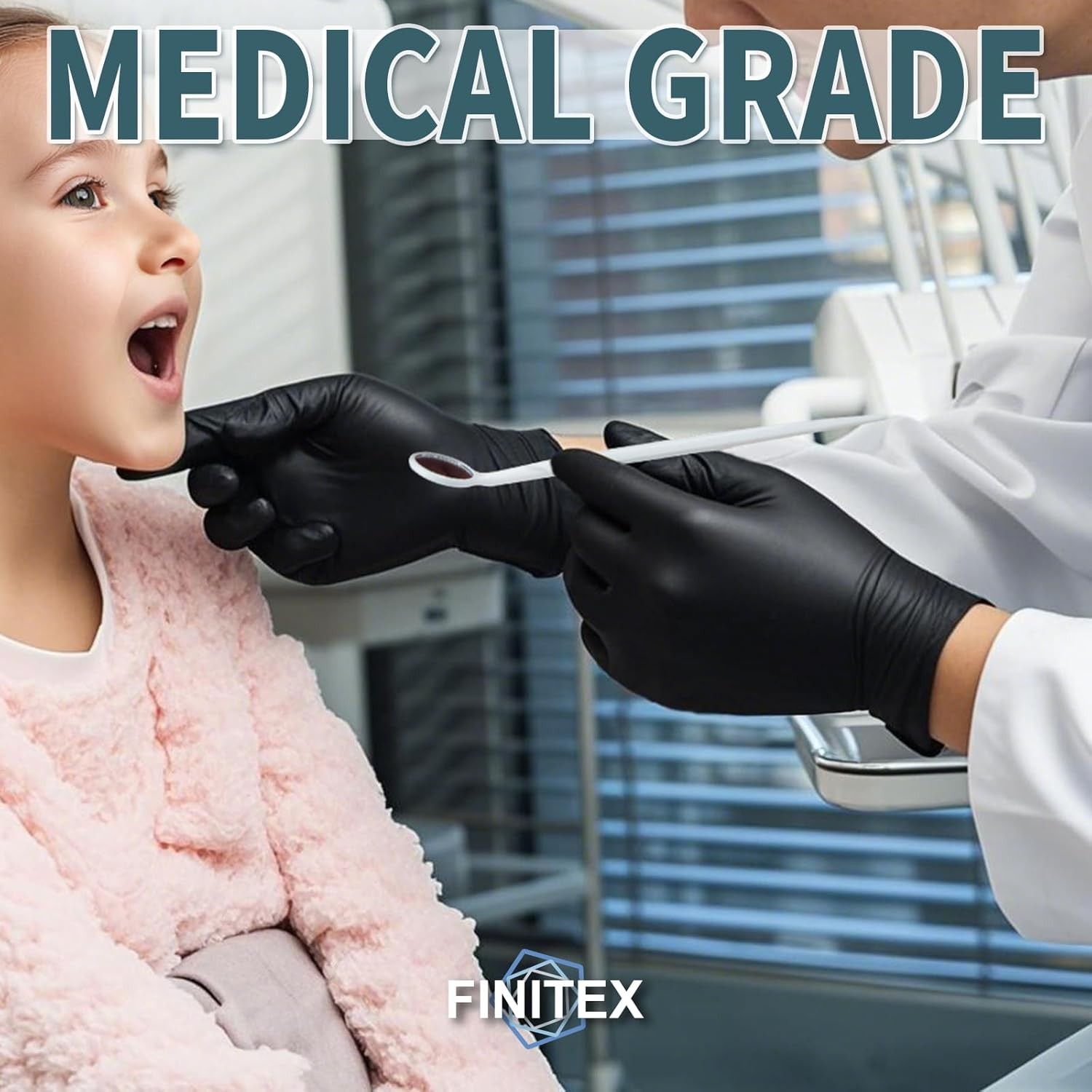 FINITEX Black Nitrile Gloves 5mil 100 PCS Medium