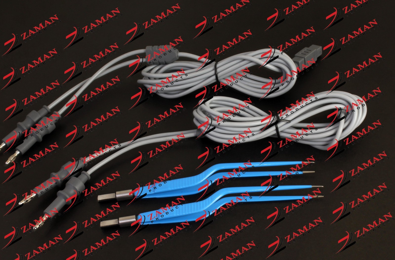 Bayonet European Bipolar Forceps 1.0 mm, 2.0 mm x 20 cm w/ Cables (4 pcs) By ZP