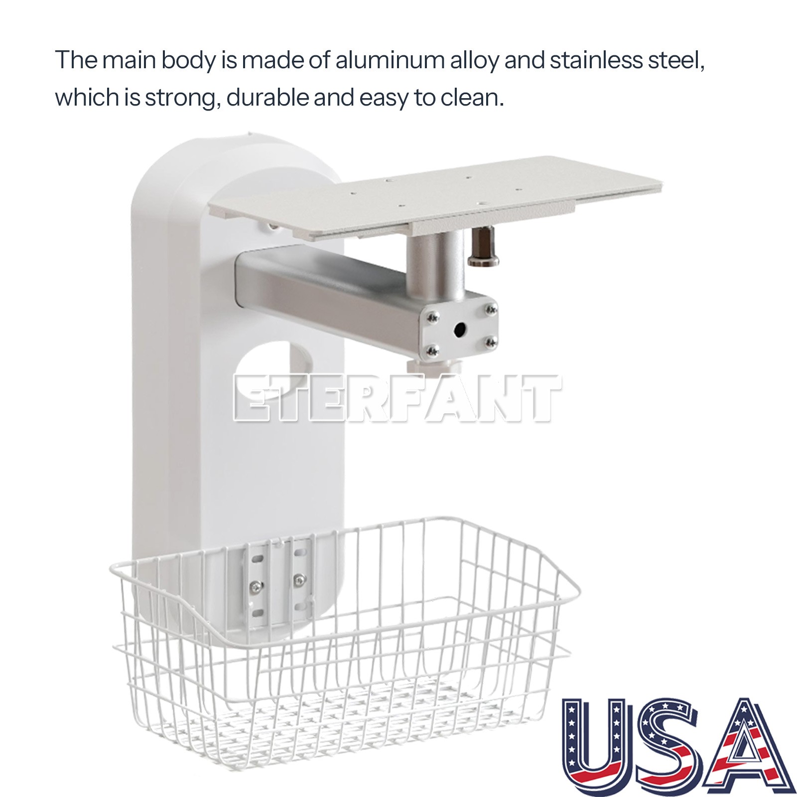Adjustable Mobile Rolling Cart/Wall Mount Bracket Used for Patient Monitor US