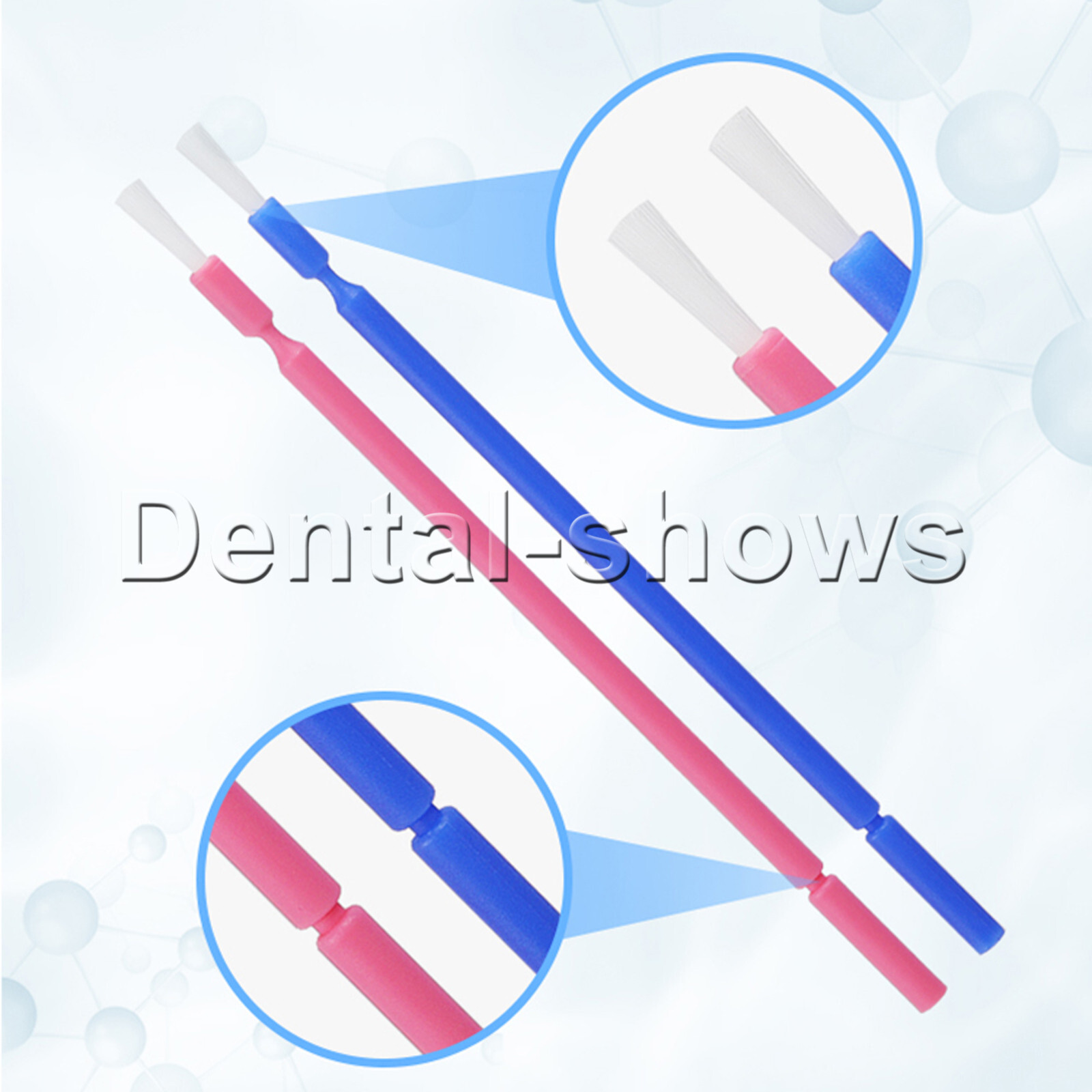 100 Pcs Dental Disposable Micro Applicator Brush Bendable Long Shank Pink/Blue