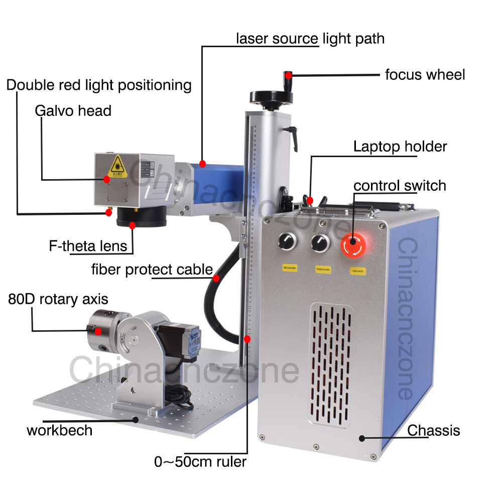 60W / 100W MOPA Raycus Fiber Laser Marking Machine Metal Engraving Color Marking