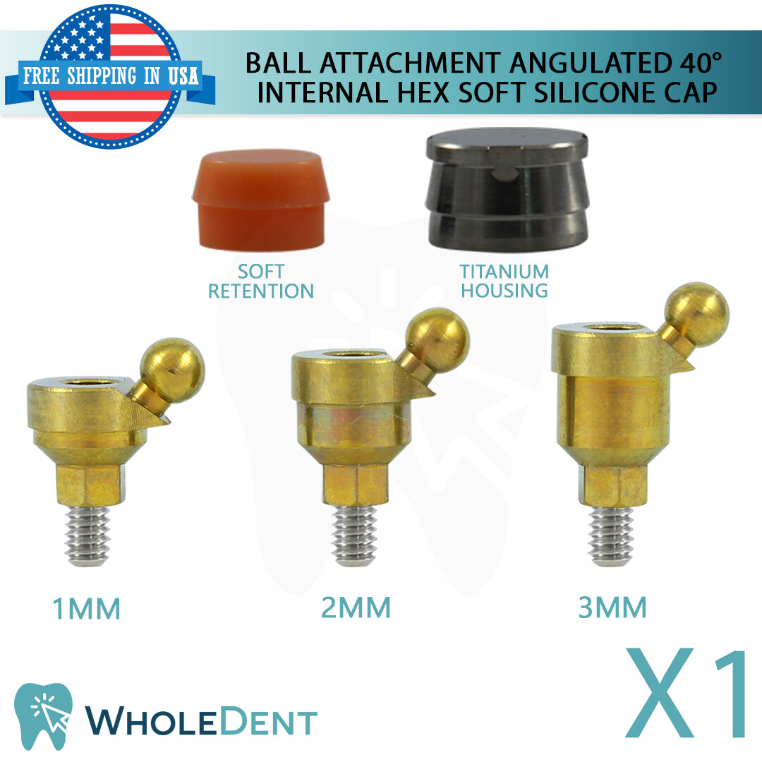 Angulated Ball Attachment 40° Soft Silicone Caps Dental Implant Int Hex