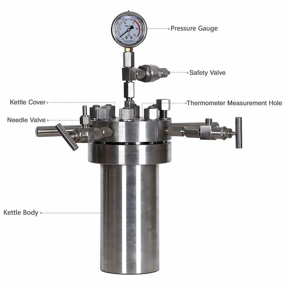 22MPa 1L High Pressure Hydrothermal Reactors Chemical Autoclave Vessel USA
