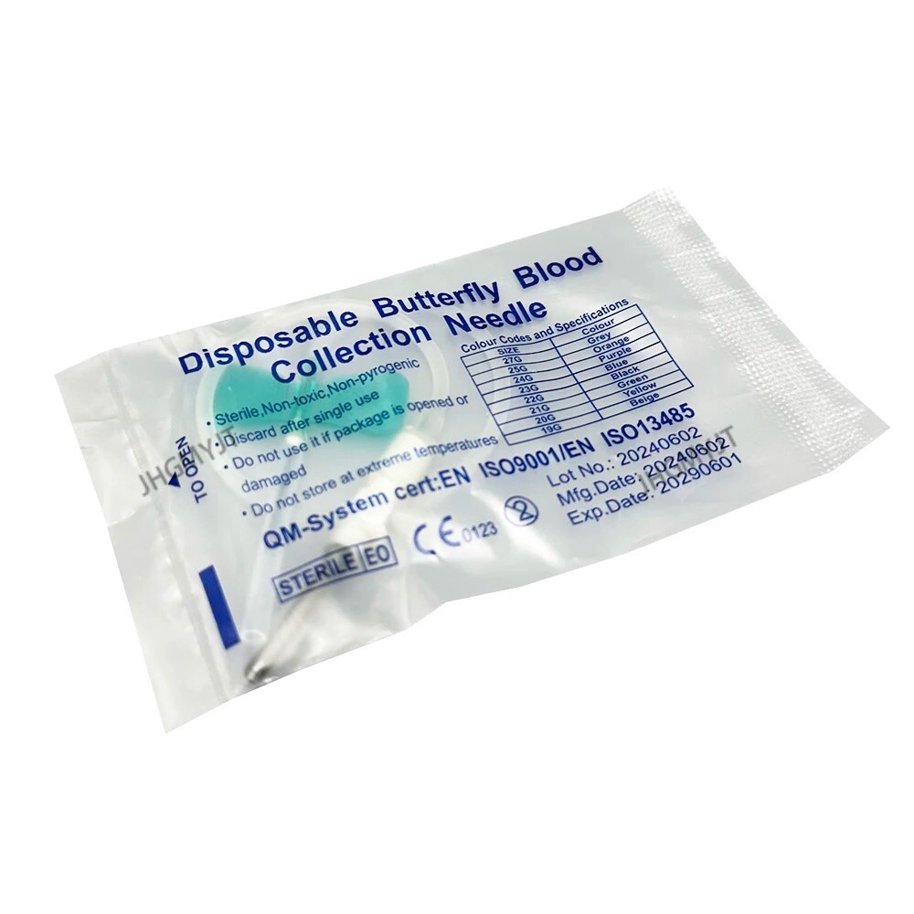 21G Butterfly needle, 21G Butterfly type needle,. Individually Wrapped Pack of 5