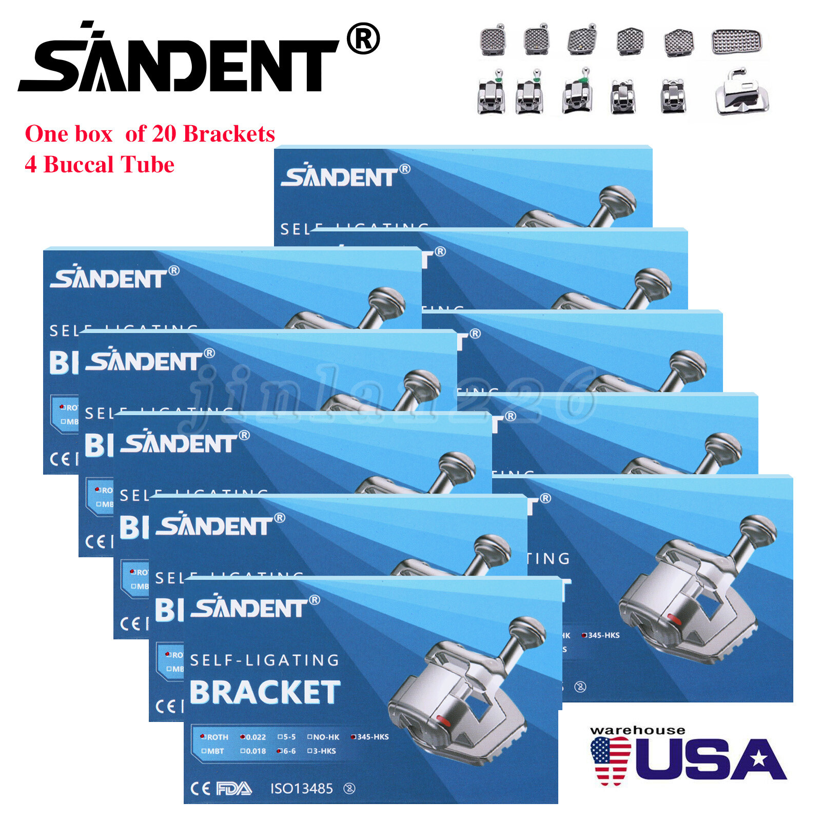 Dental Orthodontic Self Ligating Brackets Braces Roth .022 345 HK+Buccal Tube