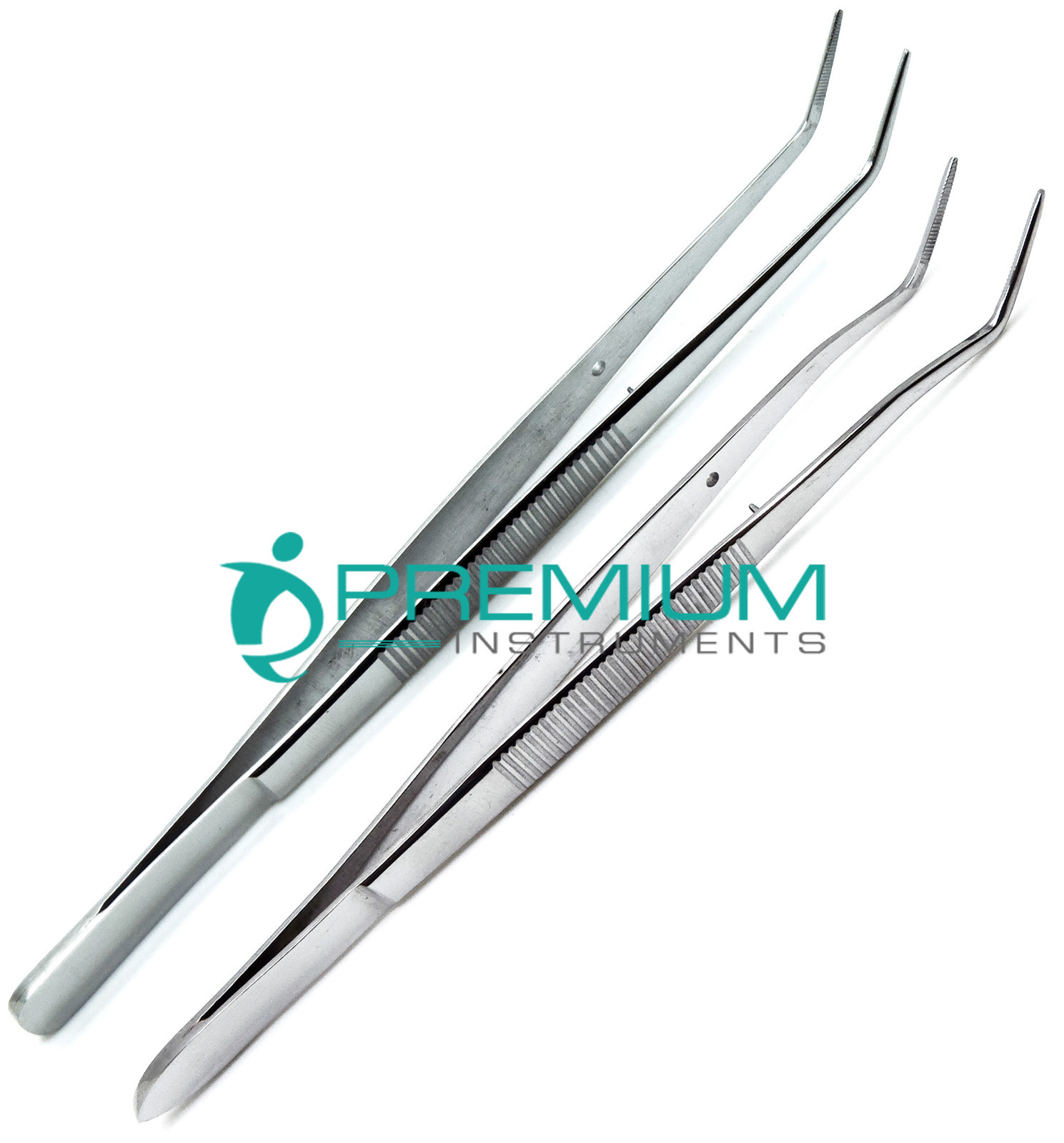 2 Pcs Dental Tweezers 16cm College & Foil/Meriam Serrated Tip Dressing Tools