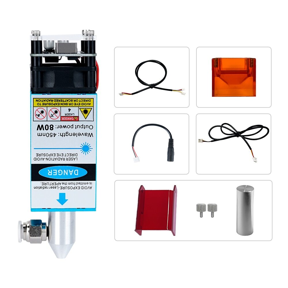 80W 12V With Air Assist Laser Engraver Kit For DIY CNC Laser Engraving Machine