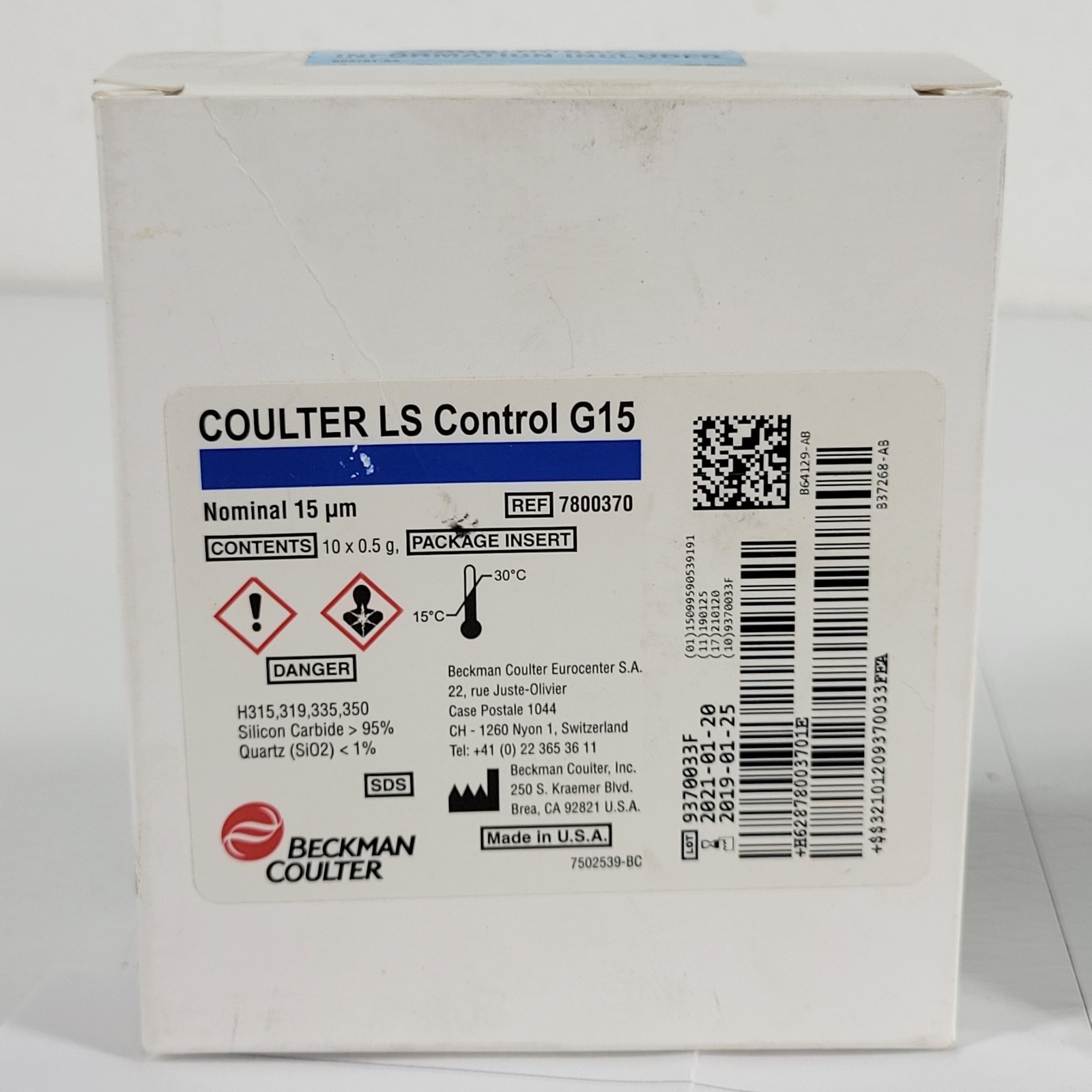 Beckman Coulter 7800370 G15 15µm Control Standard LS 13 320 10×0.5g