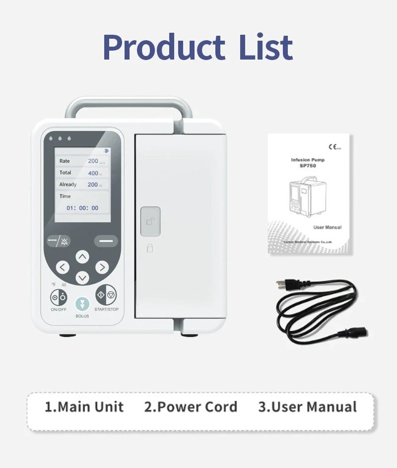 SP750 Portable Volumetric Infusion Pump Anti-Bolus System Full Safety Alarms