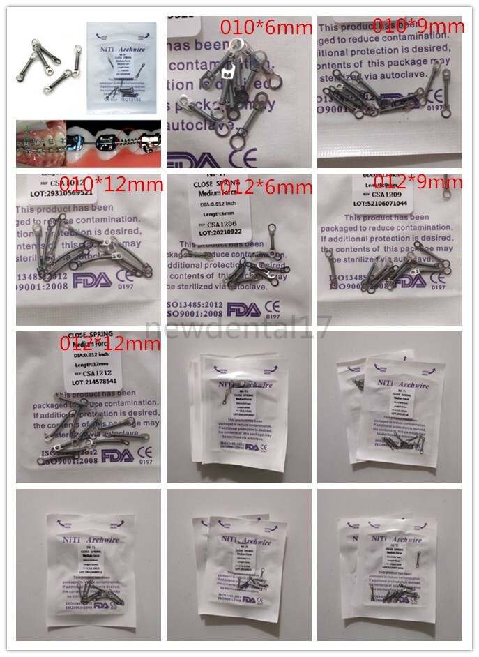 5 Packs Dental Orthodontic Niti Alloy Closed Coil Spring 010 012inch 6/9/12mm