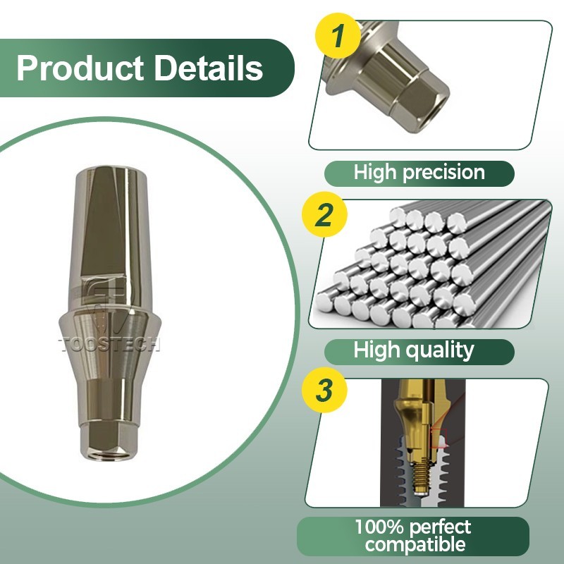 Ti cemented abutment Titanium straight base compatible C-TECH Platform D4.5/5.5