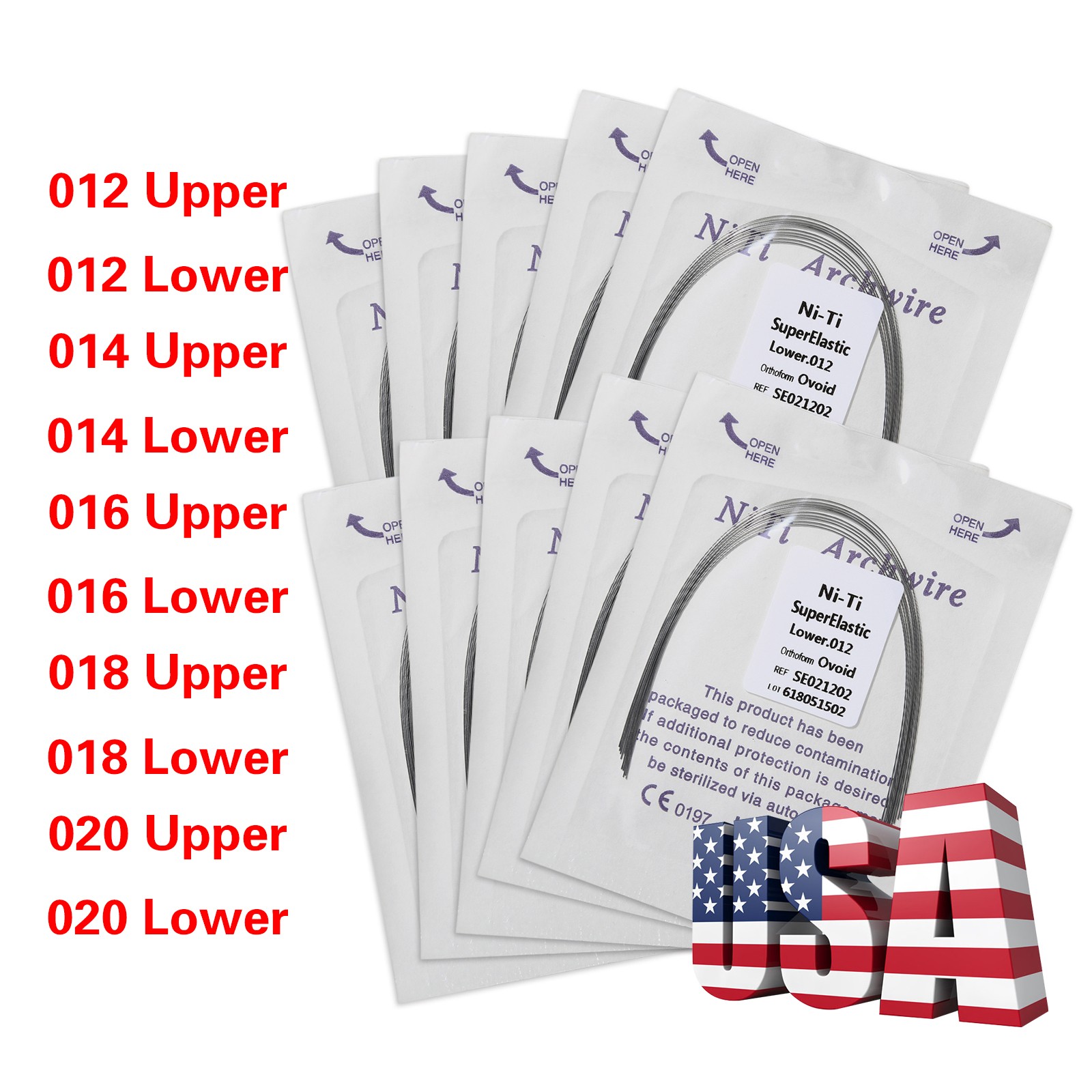 10pack Dental Ortho Arch Wire Round Niti Super Elastic oval/ovoid Upper/Lower