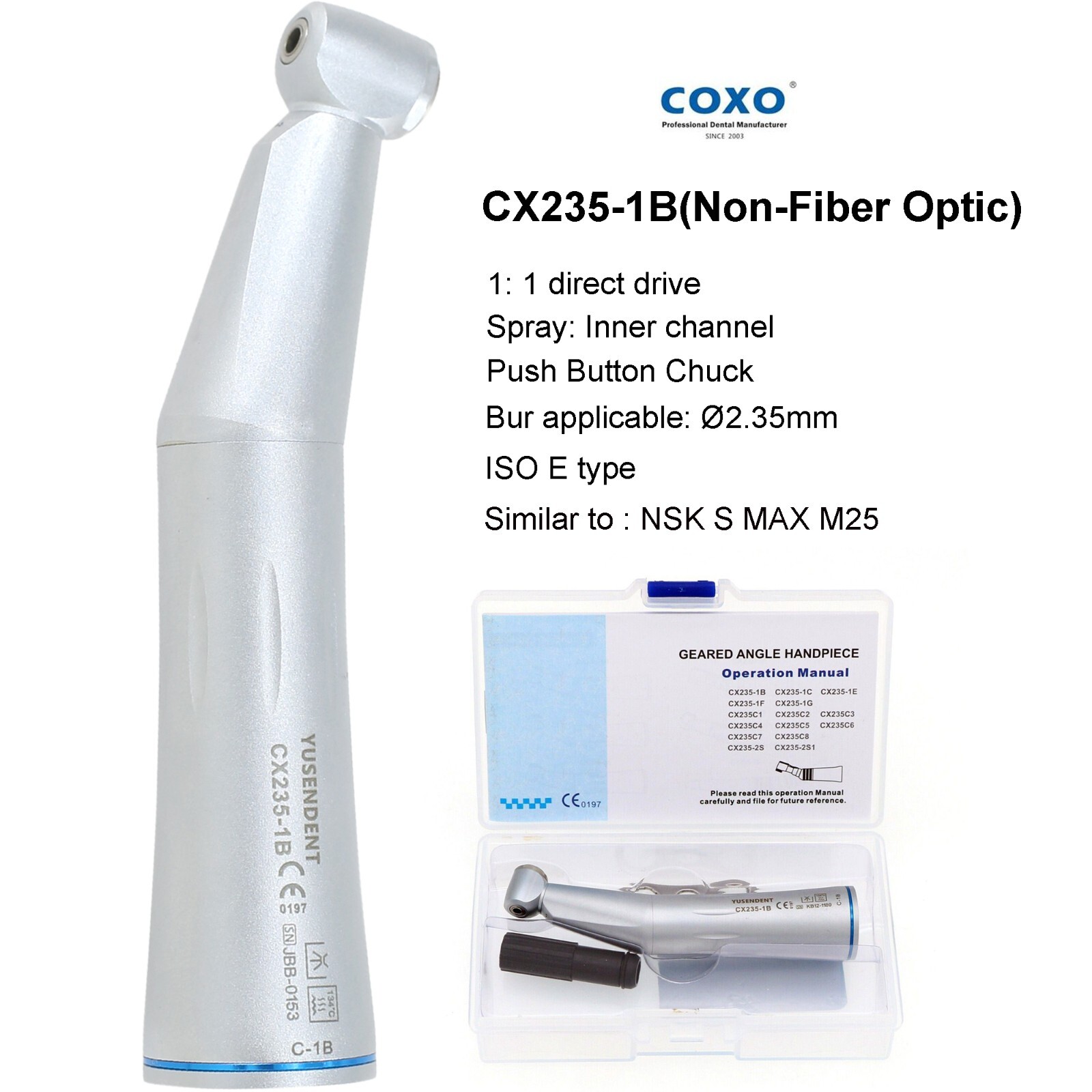COXO BEING Dental Contra Angle Straight Handpiece Air Motor 4Hole Low Speed Kavo