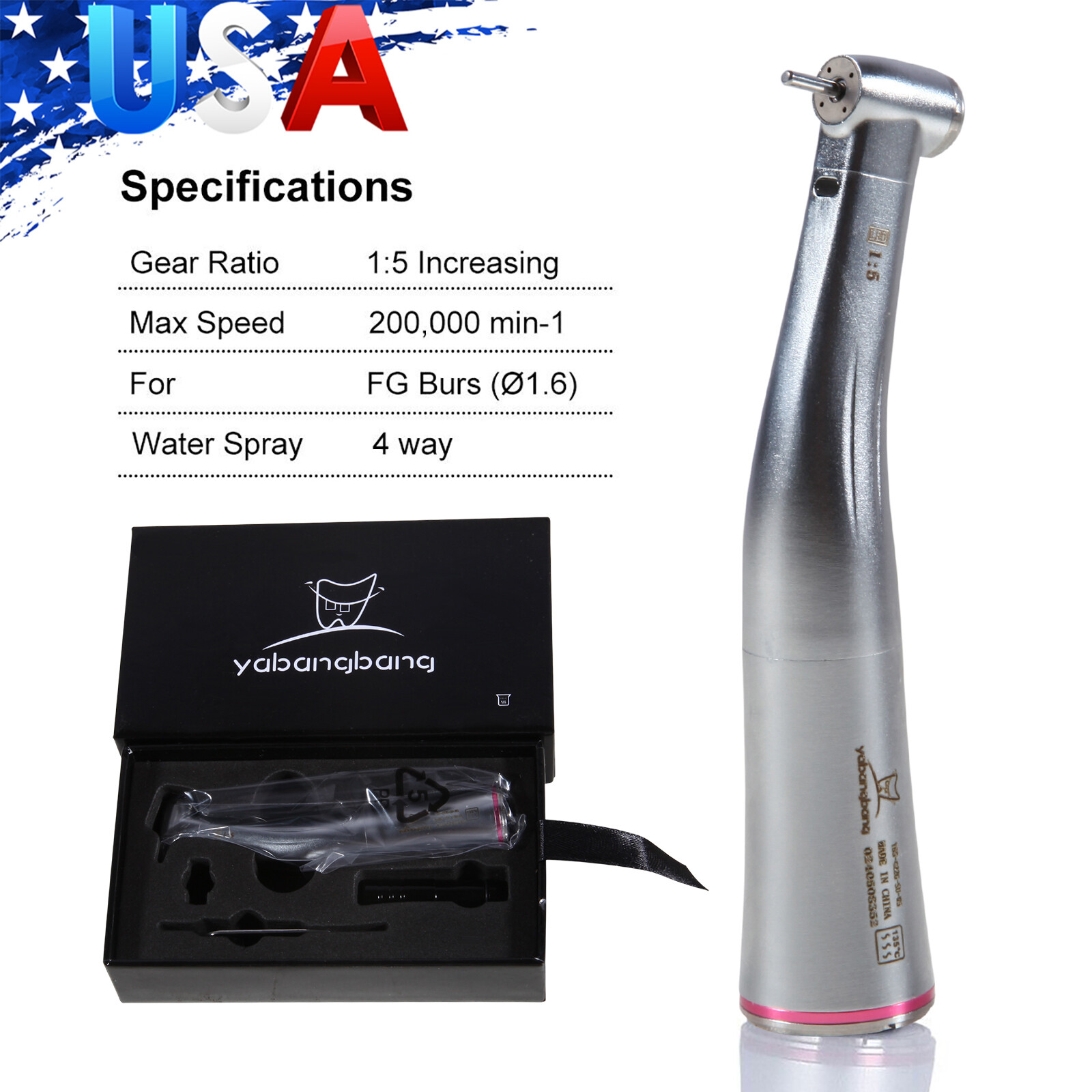 Dental 1:5 LED Contra Angle Handpiece FOR Electric Motor MT2 MT3