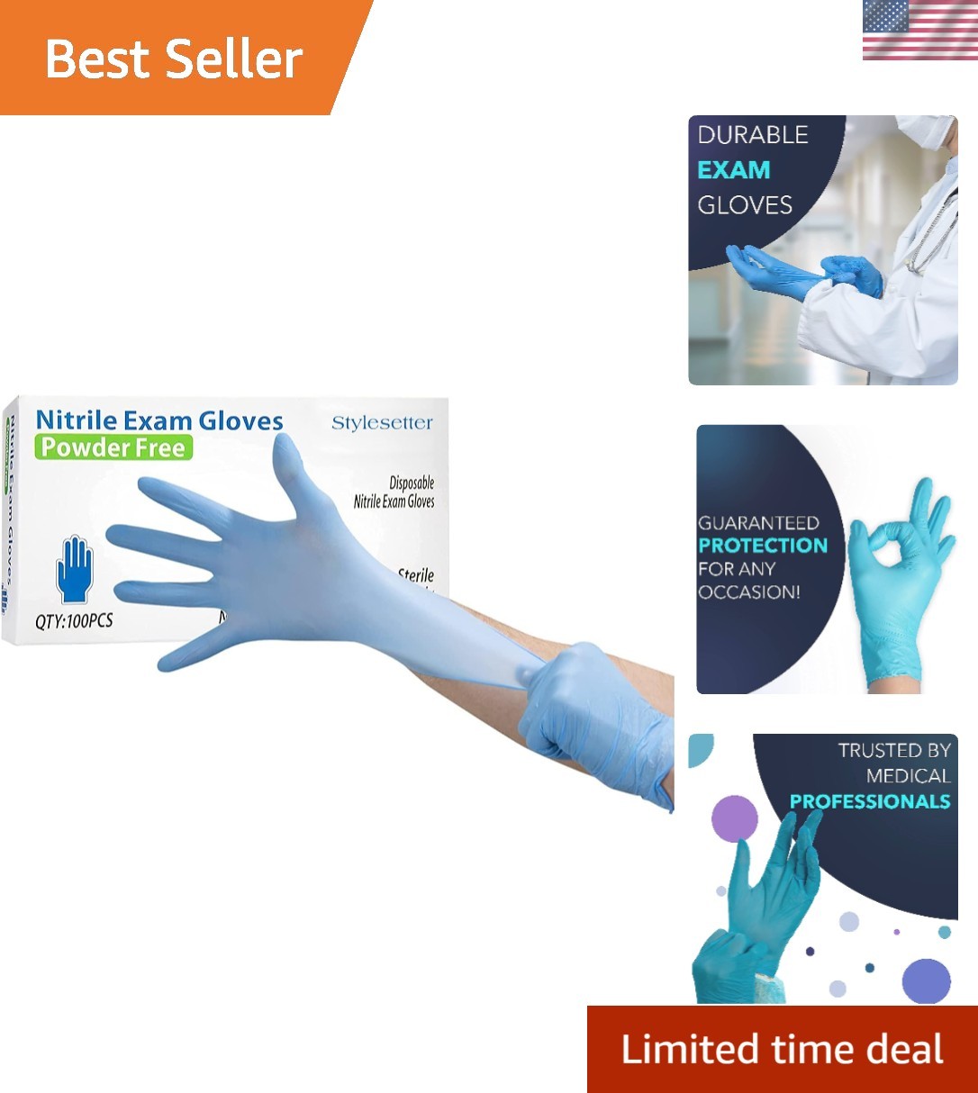 Versatile 100 Pack of Blue Nitrile Disposable Gloves – Full Hand Protection