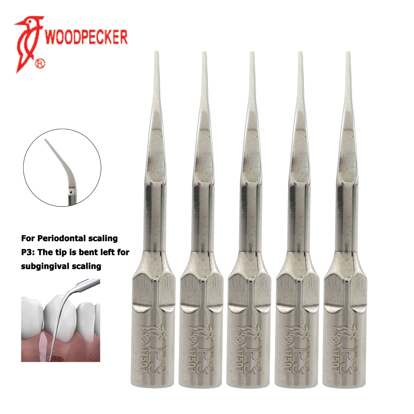 Woodpecker UDS-N2 LED Dental Ultrasonic Scaler Handpiece Piezo Tips G1 P1 HW-5L