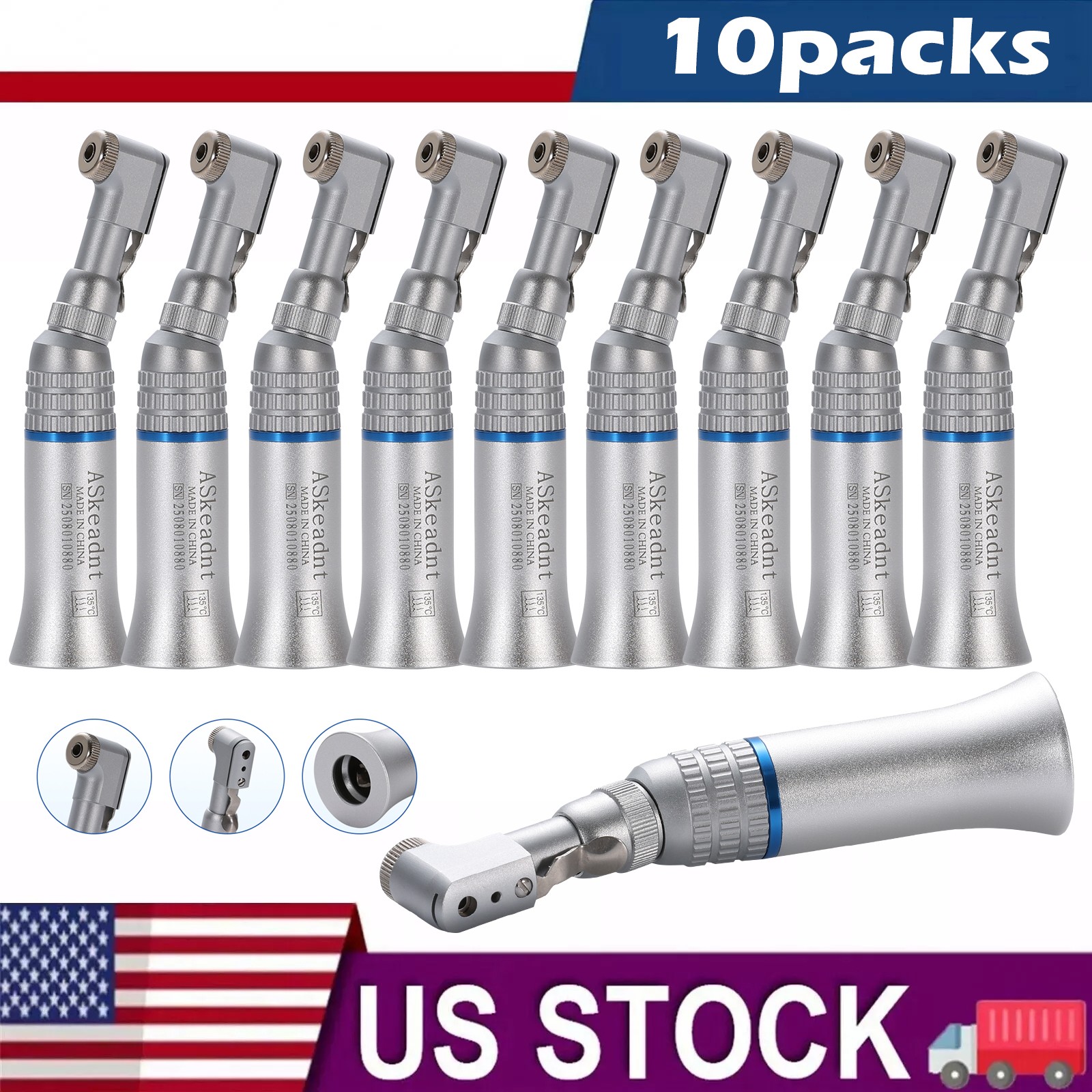 1/5/10Pcs Dental Low Speed Contra Angle Handpiece Latch Bur Fit E-type Motors