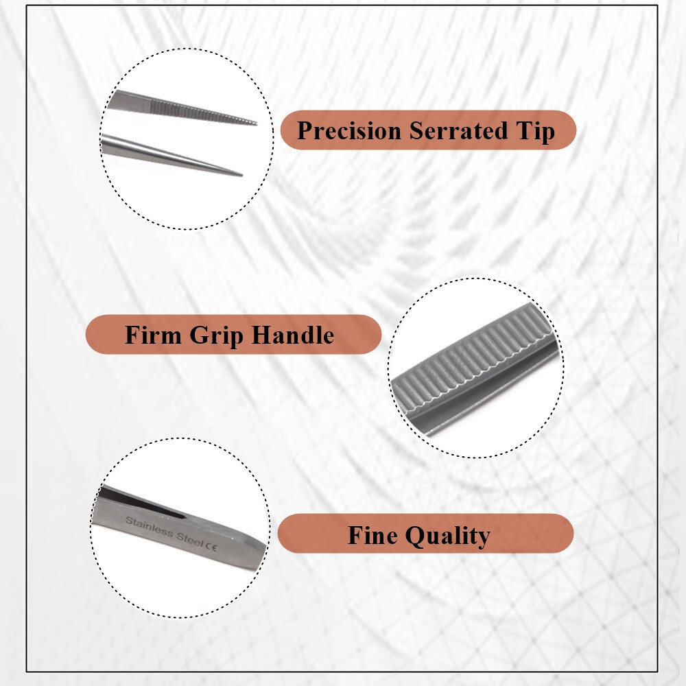 3 Surgical Precision Point Tweezers Stainless Steel Lab Forceps Firm Grip 4.5″