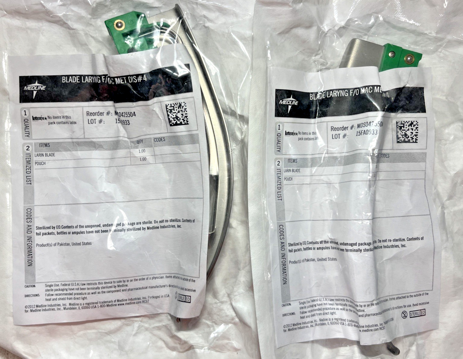 Medline Led Disposable Mac & Miller Blade Set & Handle/ Medic/ TCCC/ Sealed/exp