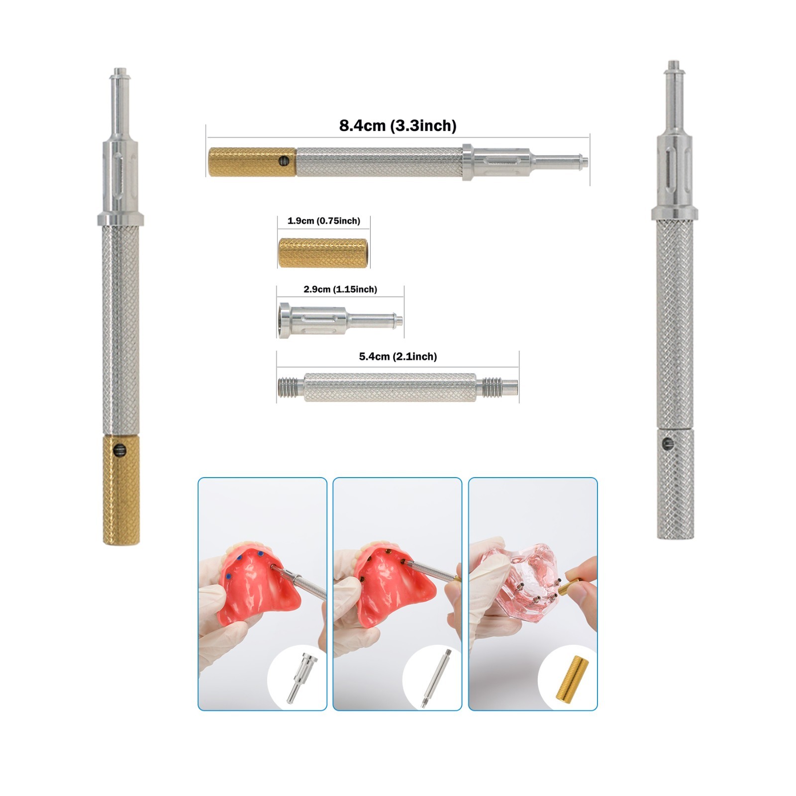 Dental Overdenture Locator Implant Male Cap Retention Inserts Kit PEEK Core Tool