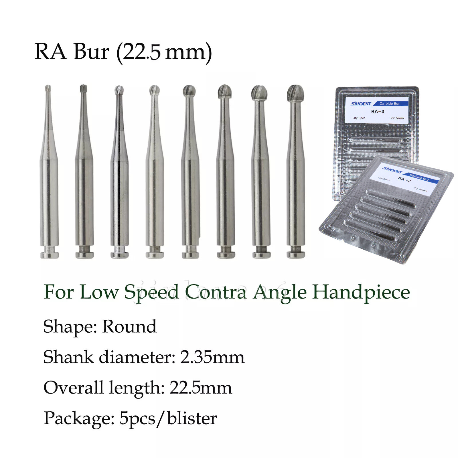 5pcs/pack Dental Round Carbide Bur for Low Speed Latch Type RA 1# -RA 8#