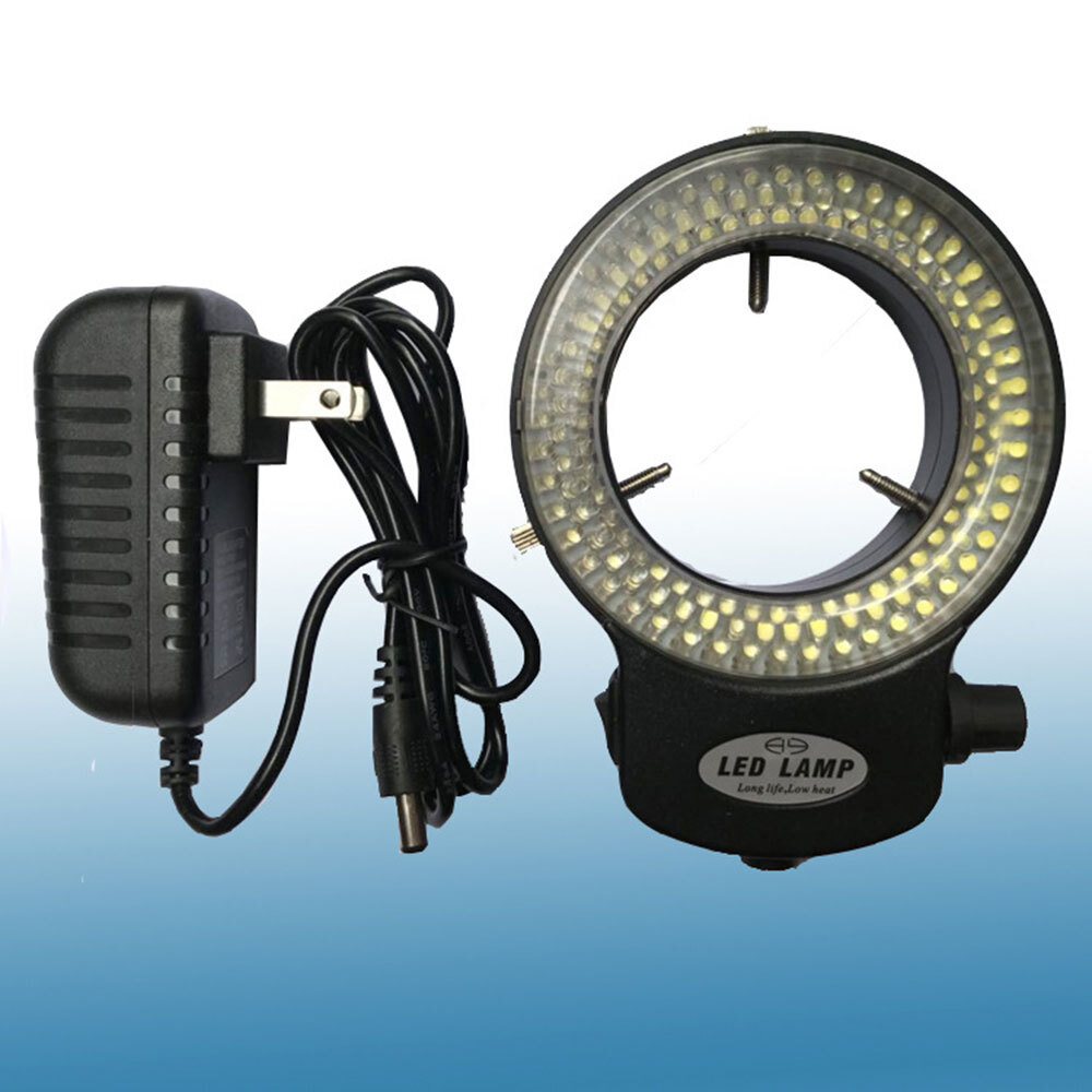 2* 144 LED Bulb Microscope Ring Light Illuminator Lamp US Plug Adjustable Black