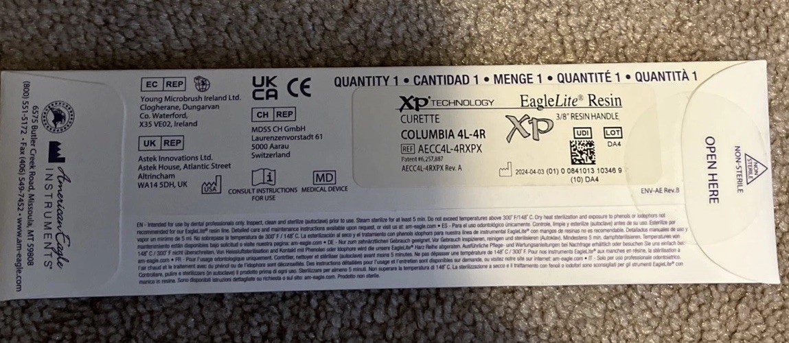 Dental Curette American Eagle Columbia 4R 4L Eaglelite XP Technology. New