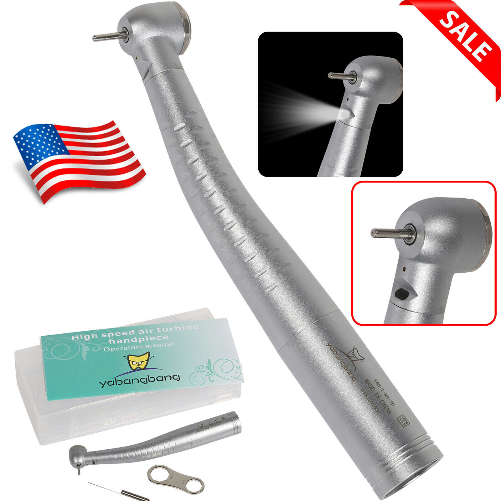 YD6 Dental LED Fiber Optic Handpiece High Speed 4Hole Quick Coupler KaV Style